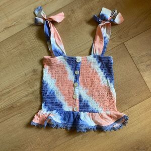 Jessica Simpson little girls medium size 8 tie dye orange purple tank top ruffle